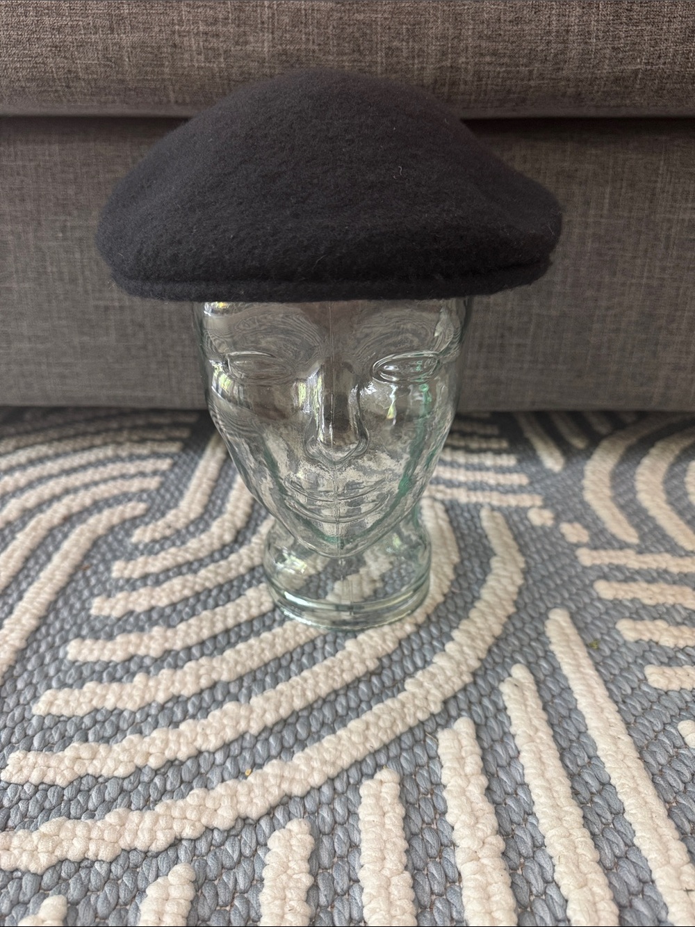 Vintage Lake of the Isles Black Wool Flat Cap Newsboy Driving Hat